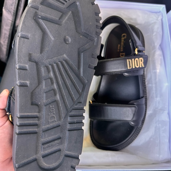 Dior Black Sandals with Gold Accents - Picture 3 of 7